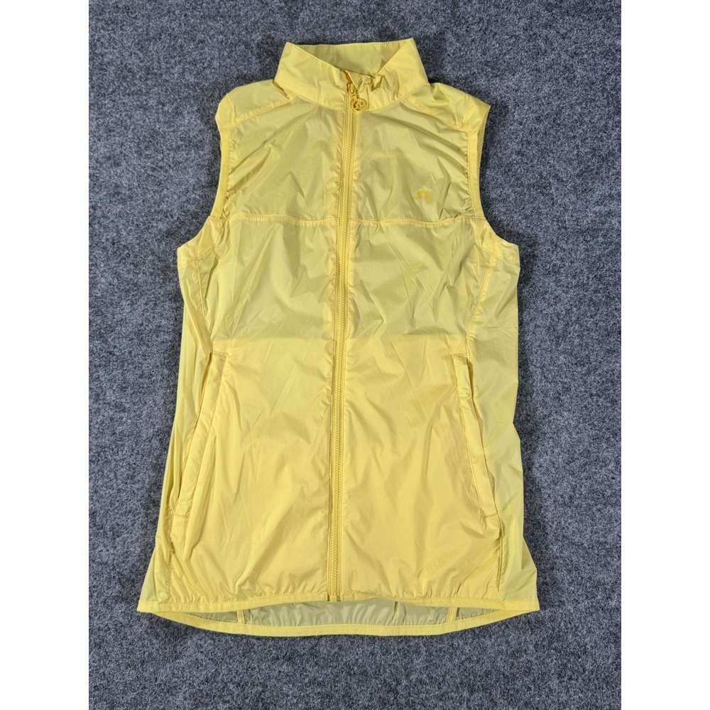 J.Lindeberg Women's Wind Vest Yellow Full Zip Lightweight Golf XS Jacket